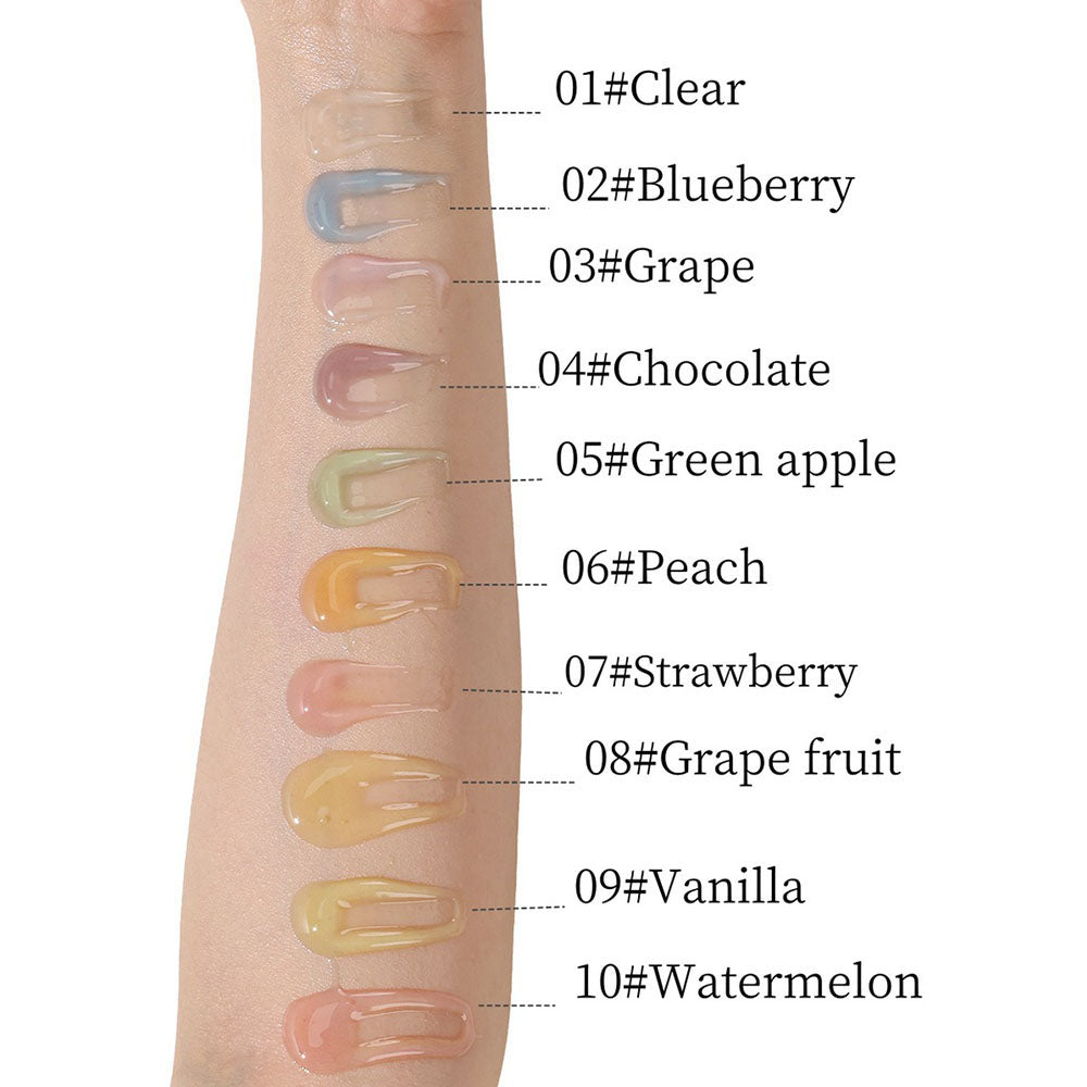 10-Color Fruit Lip Oil Plumping Lip Gloss Moisturizing With Strawberry Keychain
