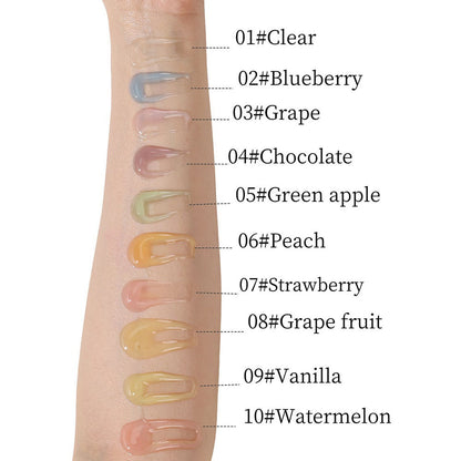 10-Color Fruit Lip Oil Plumping Lip Gloss Moisturizing With Strawberry Keychain
