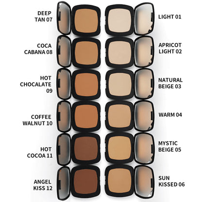 Poudre compacte pressée, 13 teintes, fini mat, contrôle du sébum 