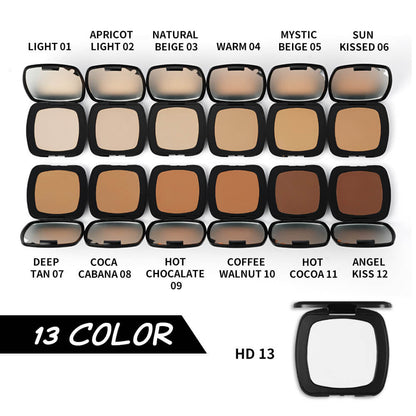 Poudre compacte pressée, 13 teintes, fini mat, contrôle du sébum 