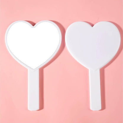 4 color heart-shaped makeup mirror love handheld portable handle mirror 16*10.5cm