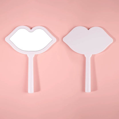 7 color lip shape makeup mirror handheld portable handle mirror 16*12cm