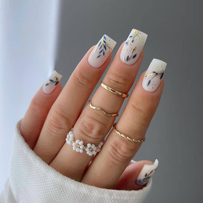 Nail patches nail art manicure pieces nail art gold blue splicing leaf