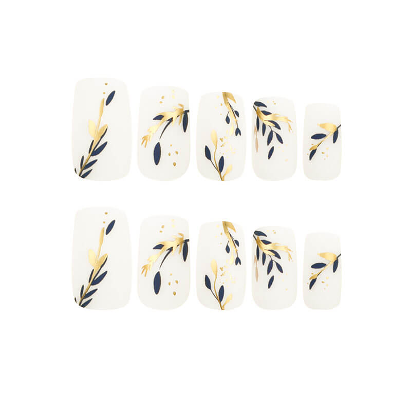 Nail patches nail art manicure pieces nail art gold blue splicing leaf