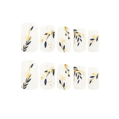 Nail patches nail art manicure pieces nail art gold blue splicing leaf