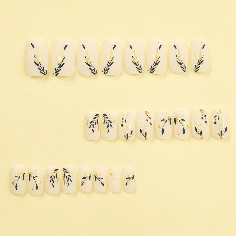 Nail patches nail art manicure pieces nail art gold blue splicing leaf