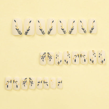 Nail patches nail art manicure pieces nail art gold blue splicing leaf