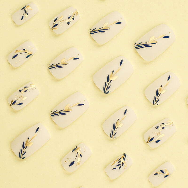 Nail patches nail art manicure pieces nail art gold blue splicing leaf
