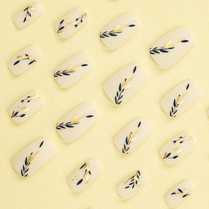 Nail patches nail art manicure pieces nail art gold blue splicing leaf