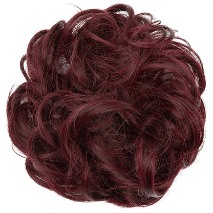 Curly hair buns wigs ball head wigs elastic hair buns flower