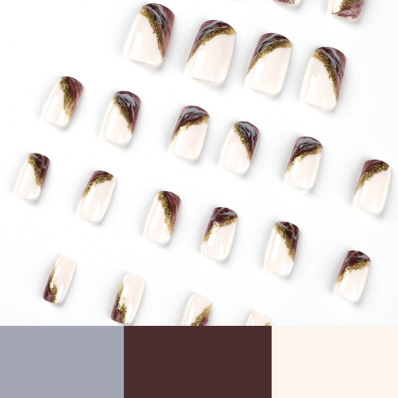 Manicure press on nails nail patches gold foil wearable fake nails