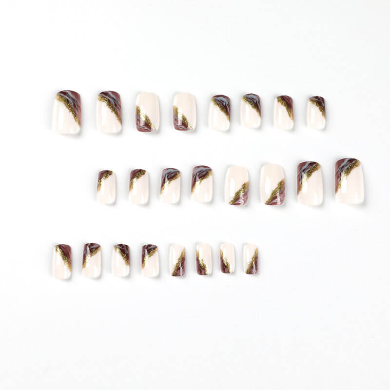 Manicure press on nails nail patches gold foil wearable fake nails