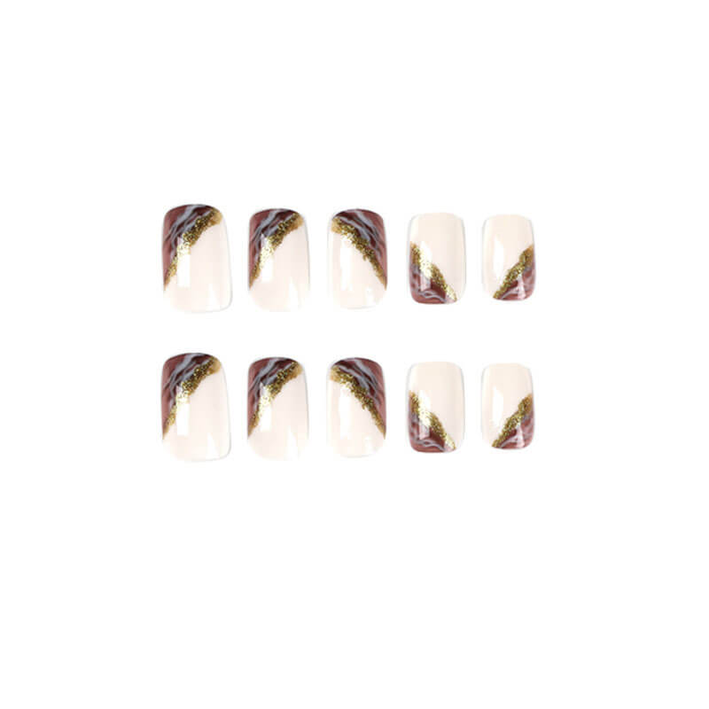 Manicure press on nails nail patches gold foil wearable fake nails