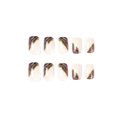 Manicure press on nails nail patches gold foil wearable fake nails