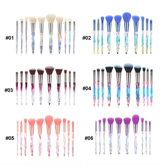 10 pcs brush set crystal eyeshadow powder cream brushes