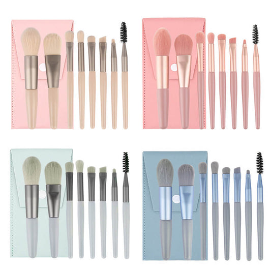 8 pcs makeup brush set portable powder cream brushes