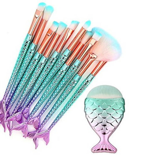 11 pcs makeup brush set soft mermaid brushes skin friendly