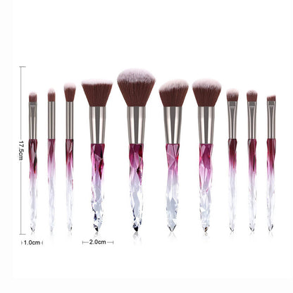 10 pcs brush set crystal eyeshadow powder cream brushes
