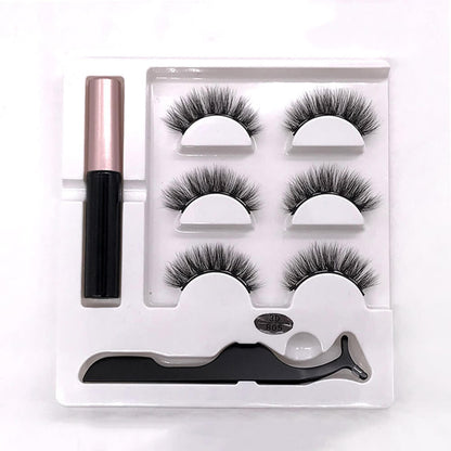 3D magnetic eyelash kit mink false eyelash eyeliner tweezer set natural