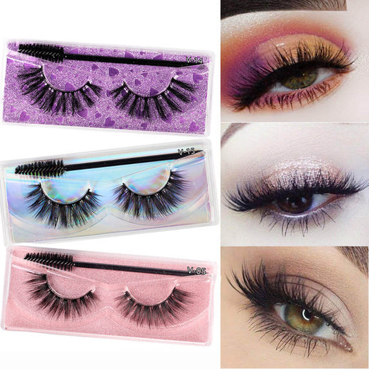 3D mink eyelash with brush reusable soft thick curl natural