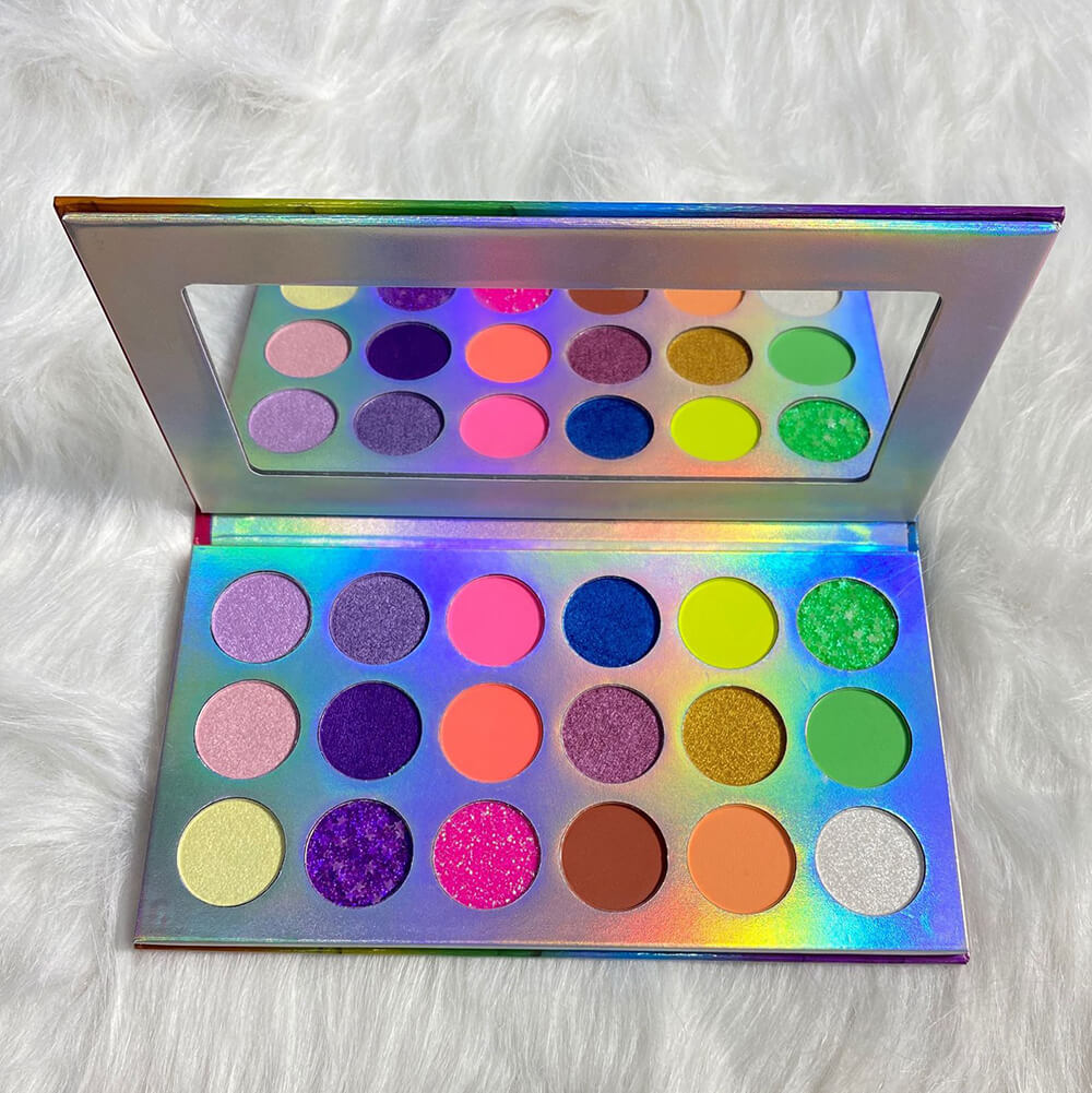 18 color eyeshadow palette luminous rainbow colorful waterproof