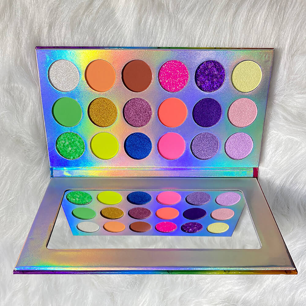 18 color eyeshadow palette luminous rainbow colorful waterproof