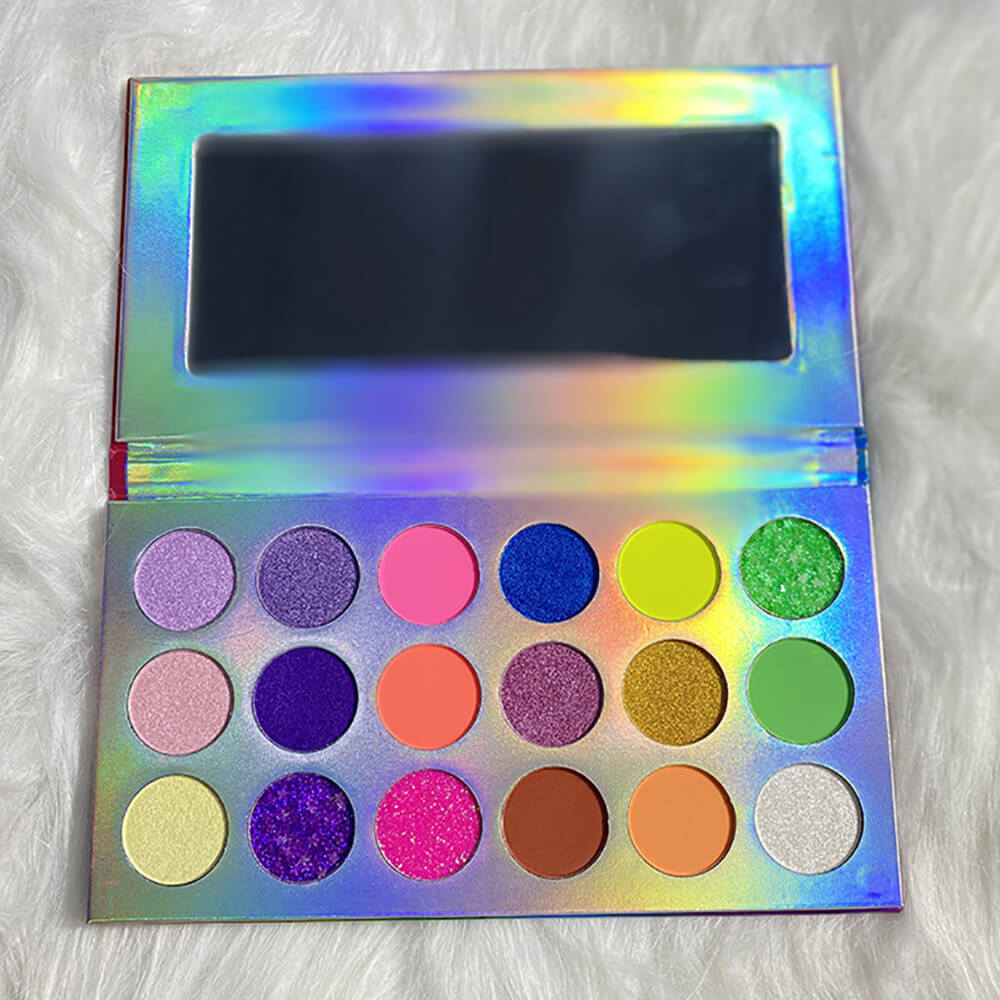 18 color eyeshadow palette luminous rainbow colorful waterproof