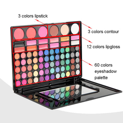 78 color eyeshadow palette lipgloss blush set multi-function pan
