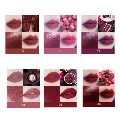 6 color matte lipstick+velvet lipstick double-headed long lasting