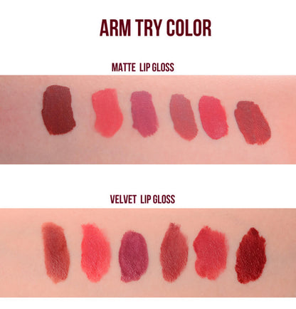 6 color matte lipstick+velvet lipstick double-headed long lasting