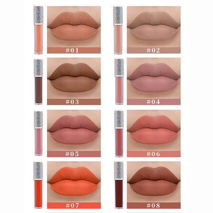 24 color liquid lipstick non-stick matte diamond tube
