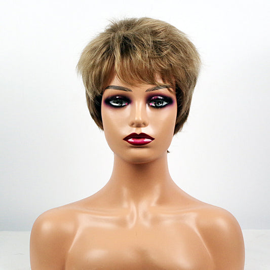 Short wigs brown hair natural curly 9.5 inch