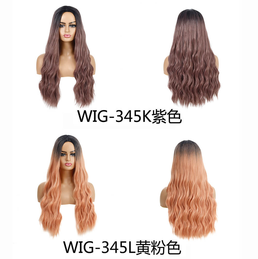 12 color wigs long wavy hair gradient curly 21.7 inch
