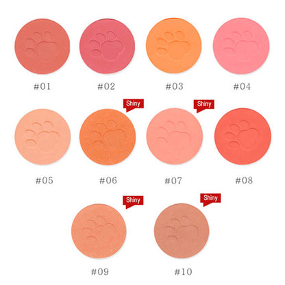10 color blush powder blusher cute cat's paw high pigmented