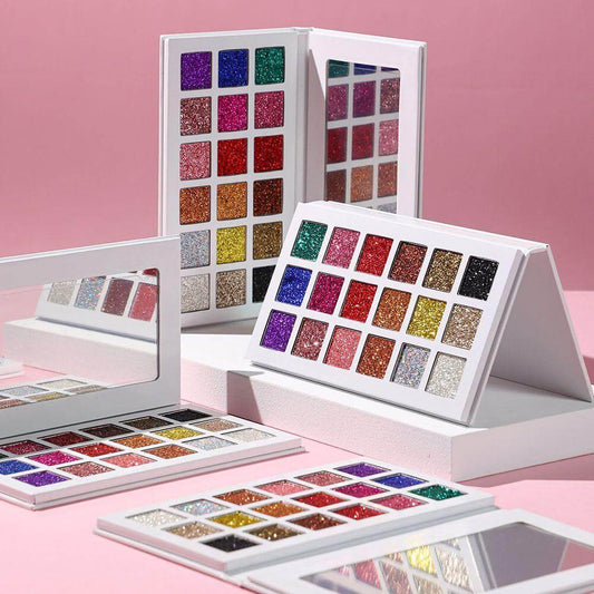 18 Color Glitter Eyeshadow Palette Shinning High Pigmented Waterproof Vegan