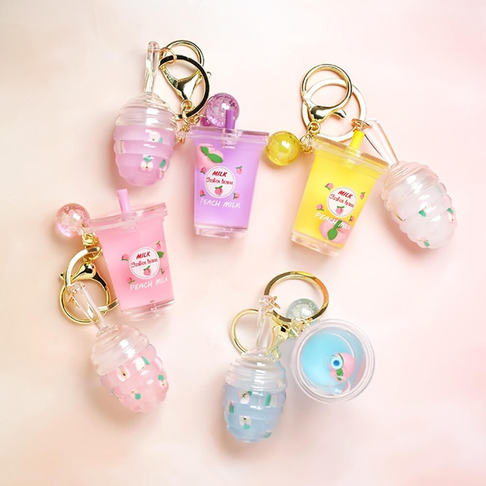 4 color lip oil lip gloss moisturing honey keychain