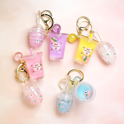 4 color lip oil lip gloss moisturing honey keychain
