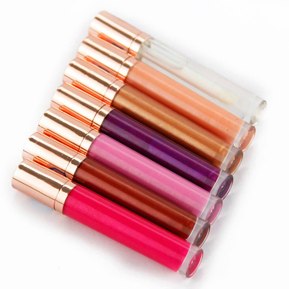7 color lip gloss nude shimmer high pigmented gold tube