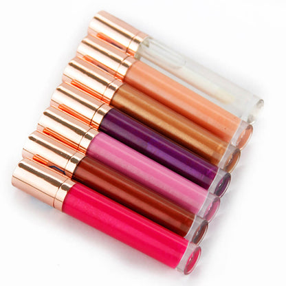 7 color lip gloss nude shimmer high pigmented gold tube