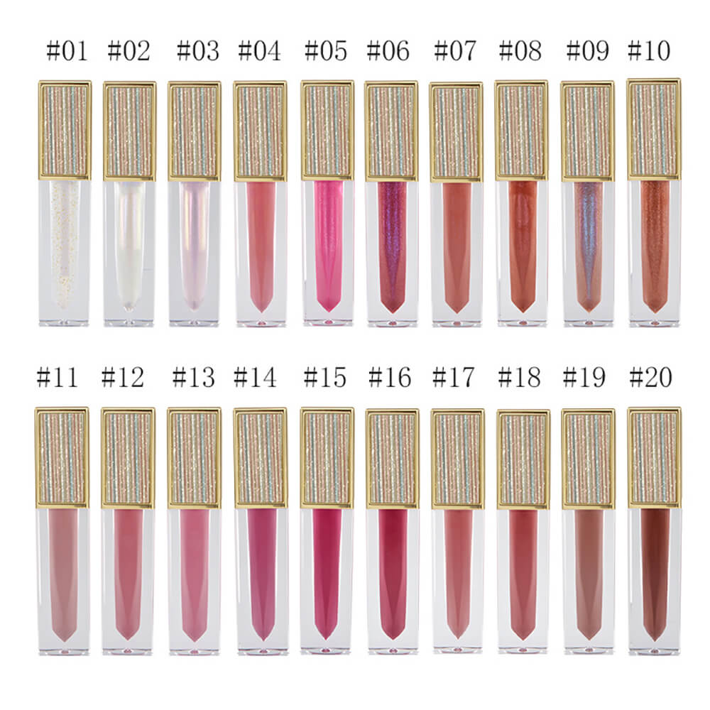20 color lip gloss nude high pigmented diamond tube
