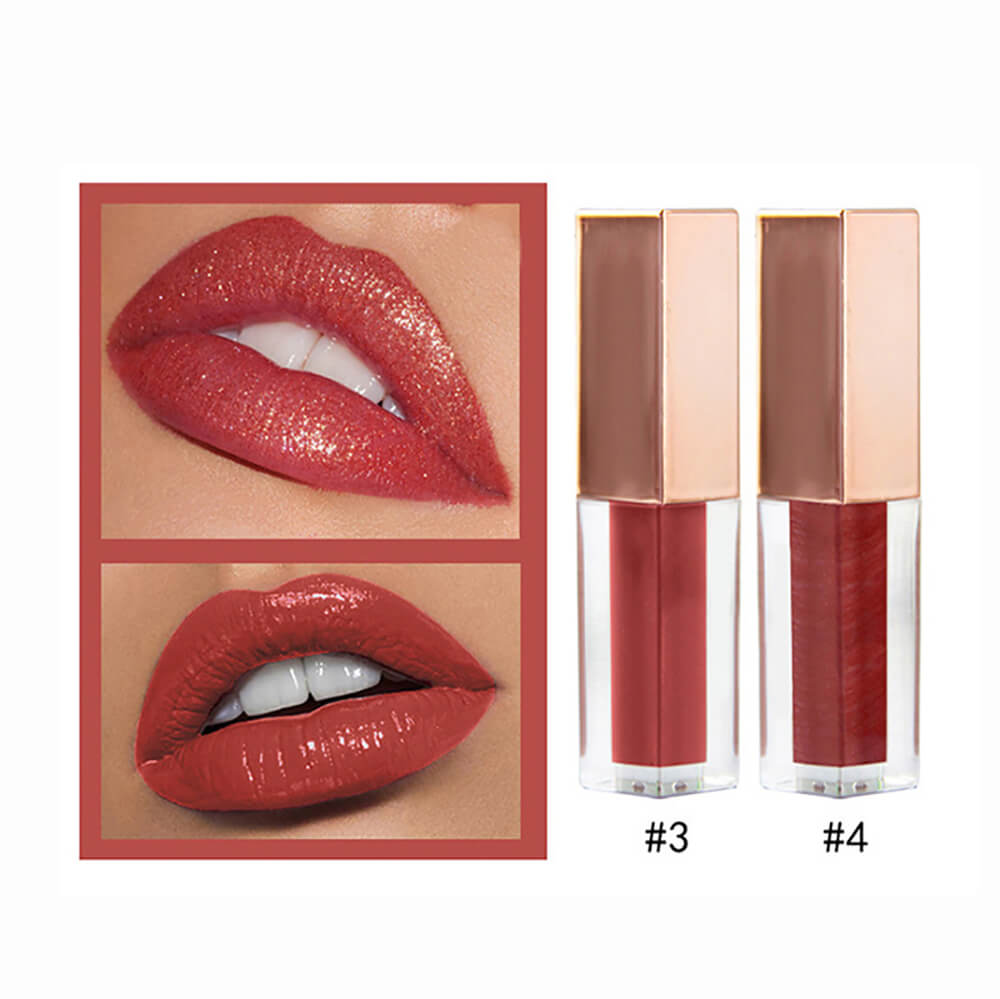 Tubo cuadrado de brillo de labios de 6 colores Nude Shimmer