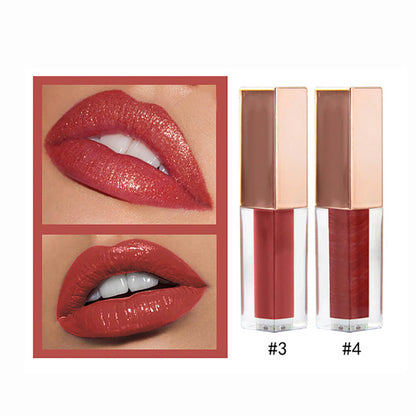 Tubo cuadrado de brillo de labios de 6 colores Nude Shimmer