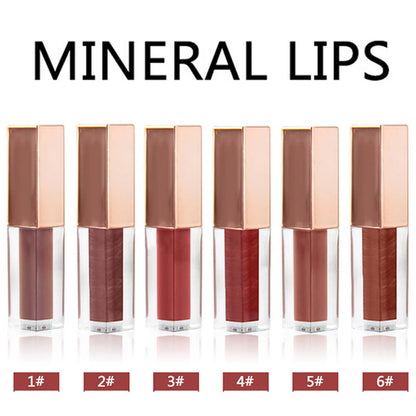 Tubo cuadrado de brillo de labios de 6 colores Nude Shimmer