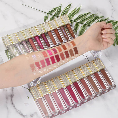 20 color lip gloss nude high pigmented diamond tube
