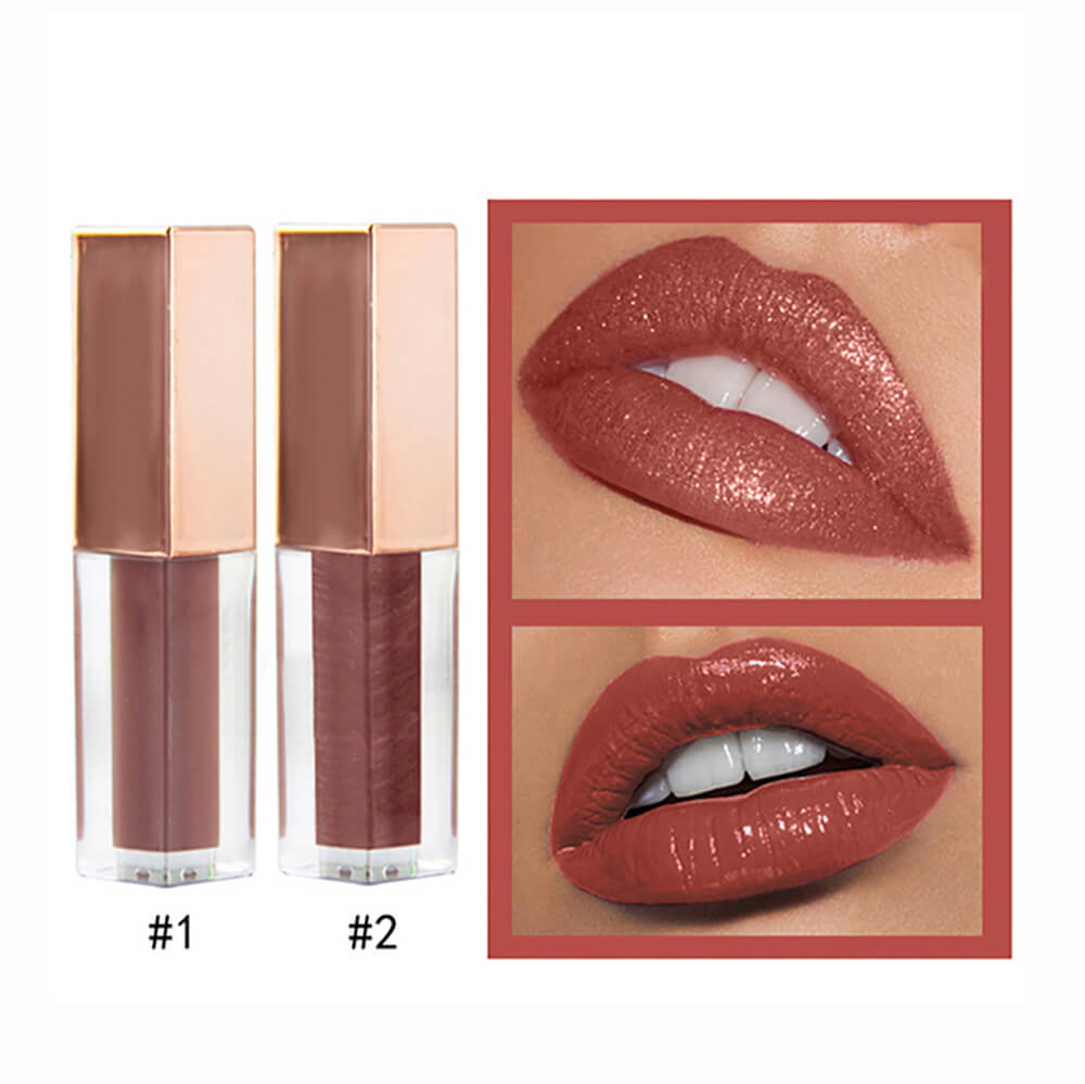Tubo cuadrado de brillo de labios de 6 colores Nude Shimmer