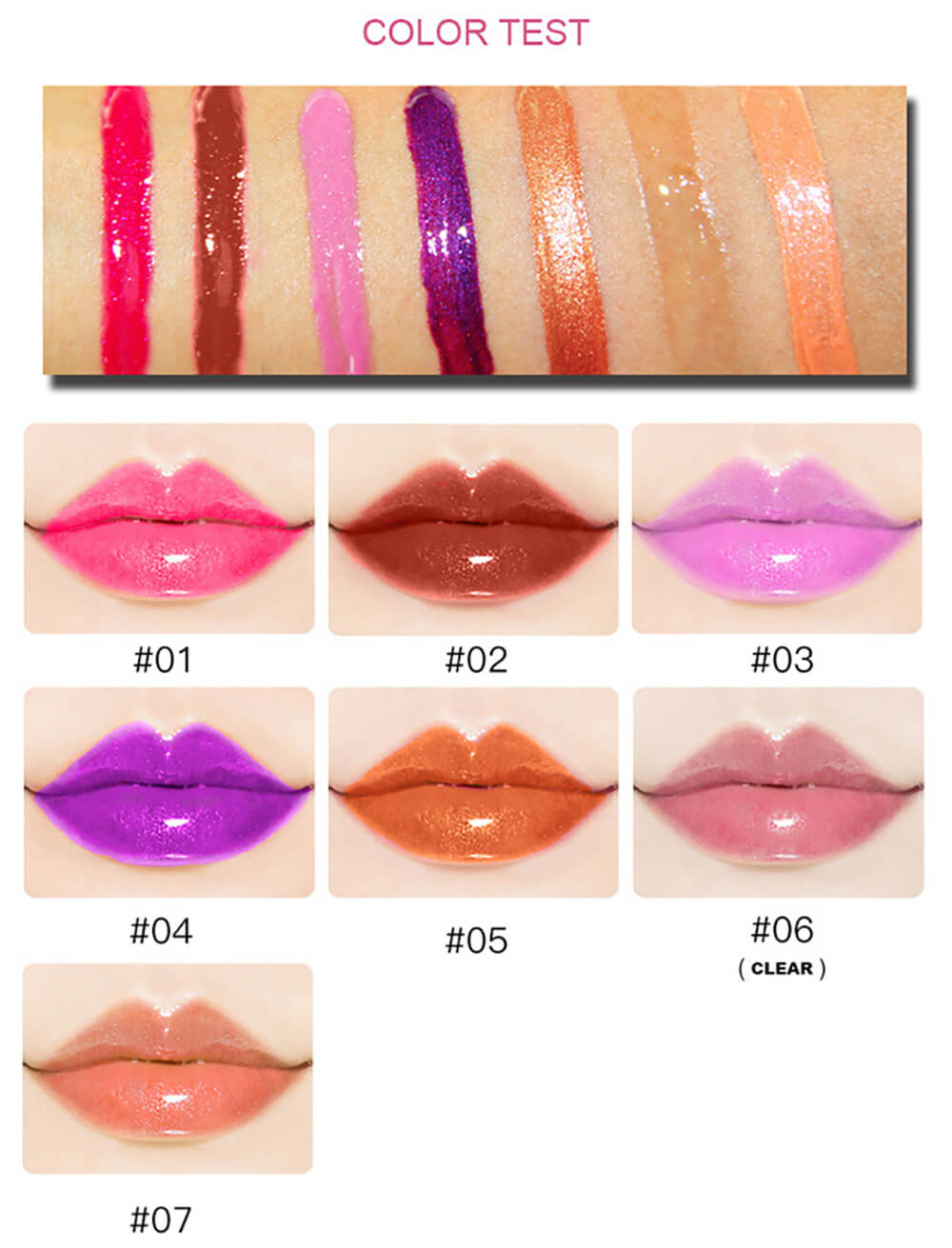 7 color lip gloss nude shimmer high pigmented gold tube