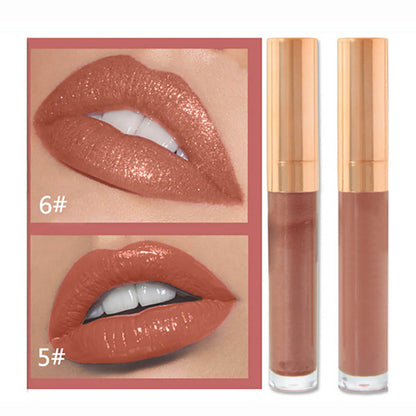 6 color lip gloss nude shimmer high pigmented gold tube