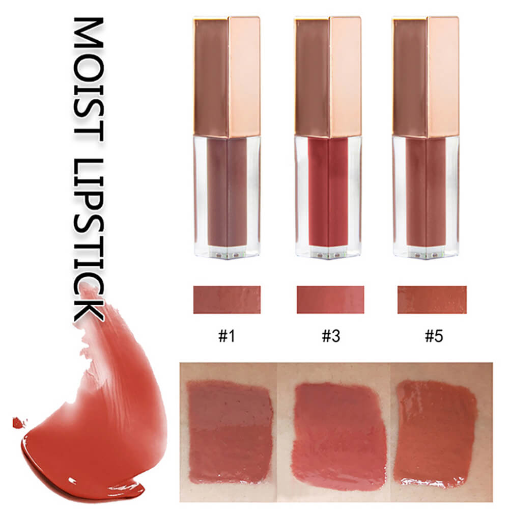 Tubo cuadrado de brillo de labios de 6 colores Nude Shimmer
