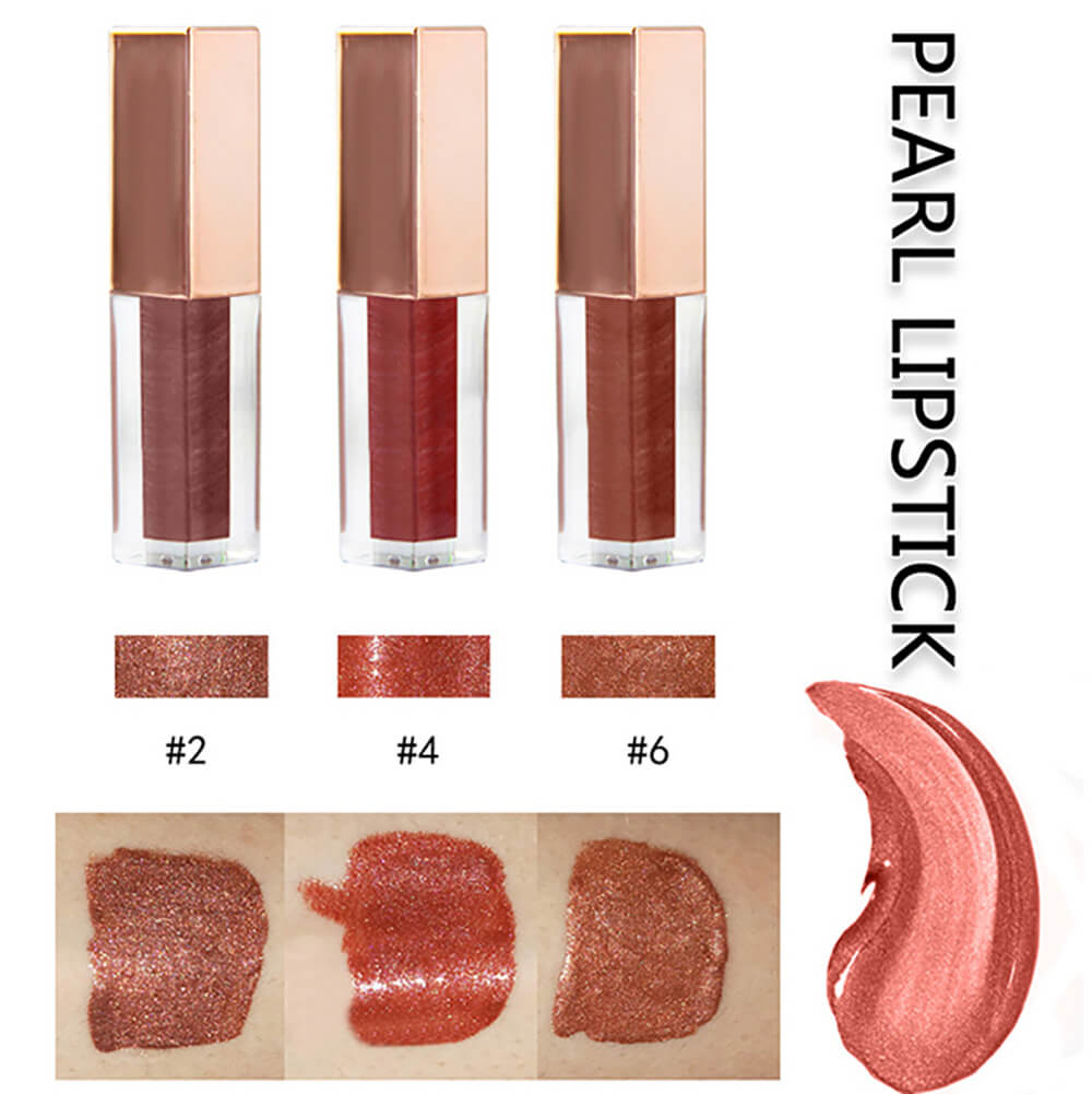 Tubo cuadrado de brillo de labios de 6 colores Nude Shimmer