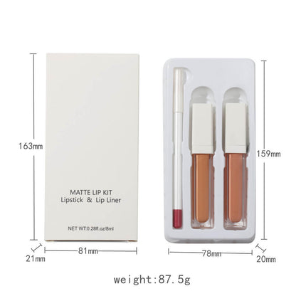 8 color 3-in-1 liquid lipstick set matte non-sticky high pigment